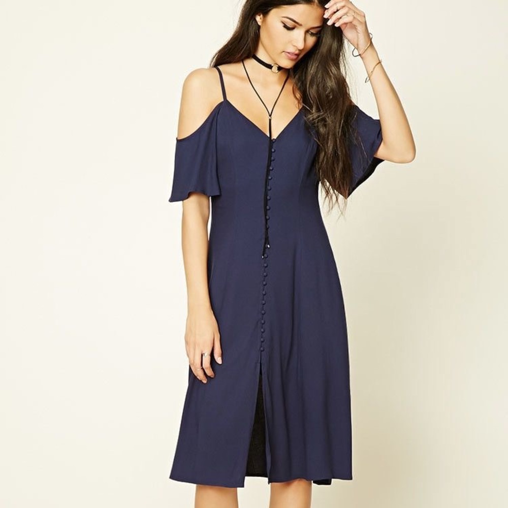 Cold shoulder midi dress